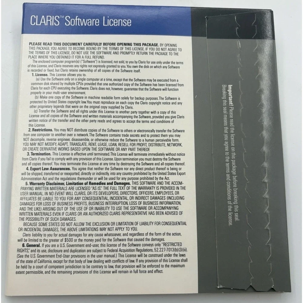 Claris MacWrite‎ 1988 Software with Disks, Manual, Registration Not Tested
